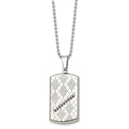 Black CZ Dog Tag Necklace in Stainless Steel
