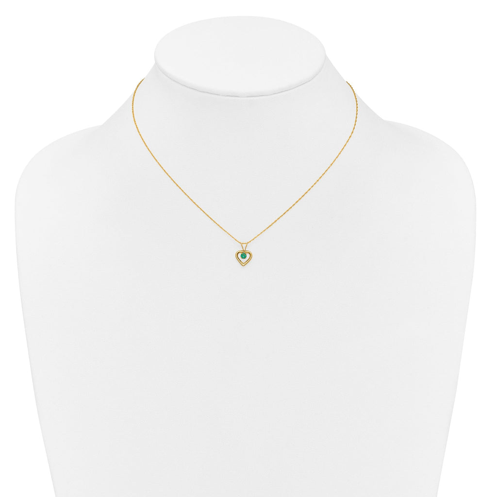 10k Madi K 3mm Emerald Heart Birthstone Necklace