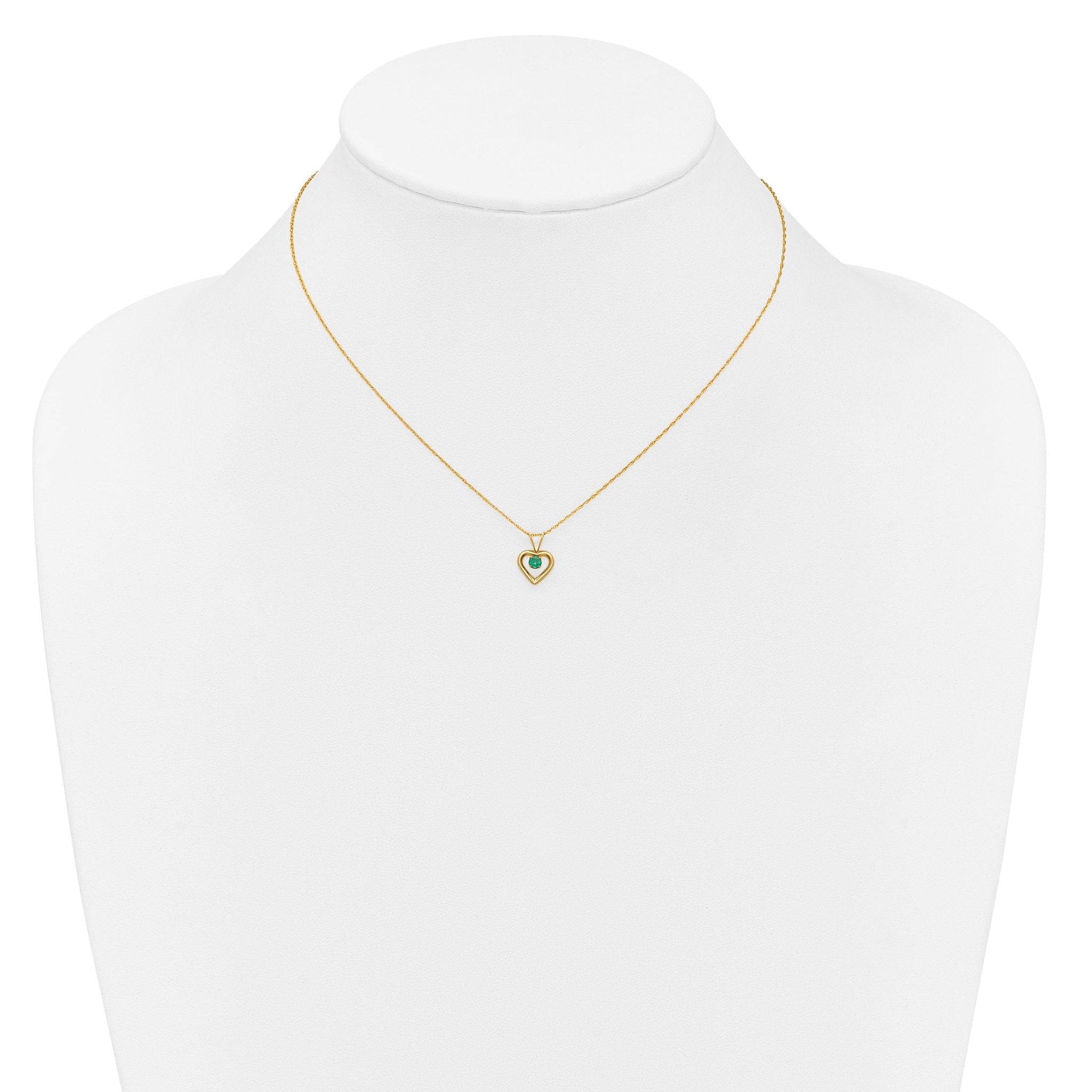 10k Madi K 3mm Emerald Heart Birthstone Necklace