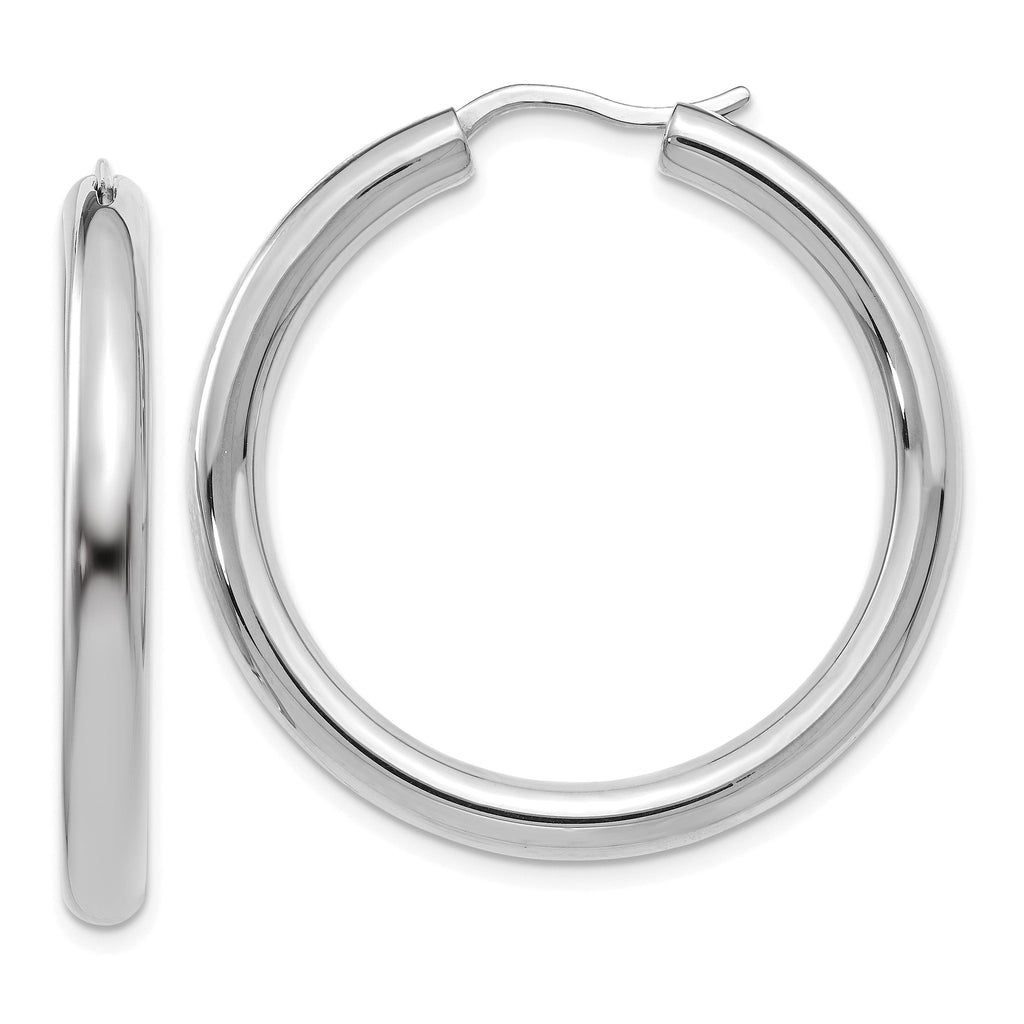 Sophia Jewelers Sterling Silver Rhodium-Plated Hoop Earrings Polished Elegant Design