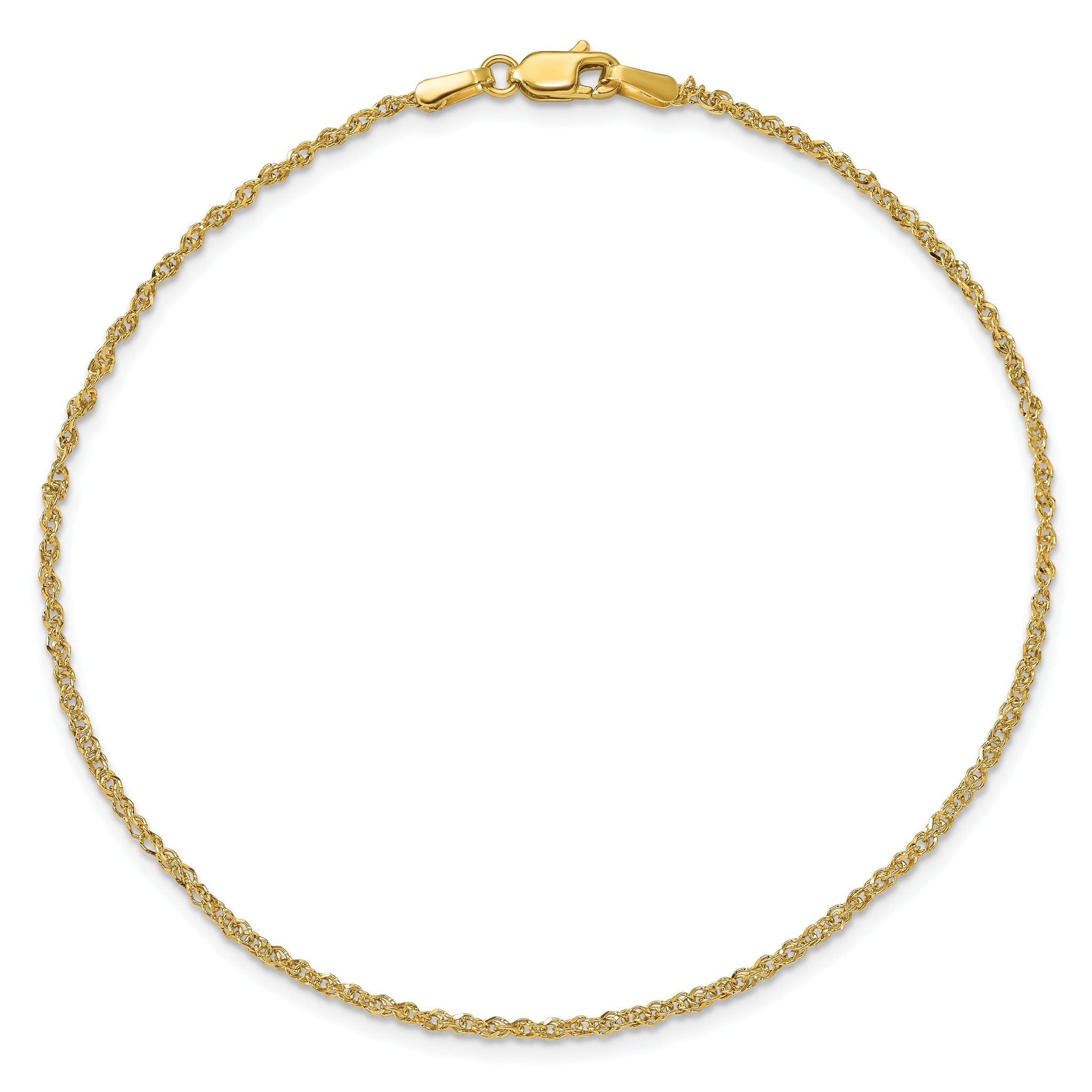14K 9 inch 1.7mm Ropa with Lobster Clasp Anklet Secondary image