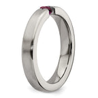 Edward Mirell Titanium Tension-set Square Rhodolite Garnet Brushed 4mm Band