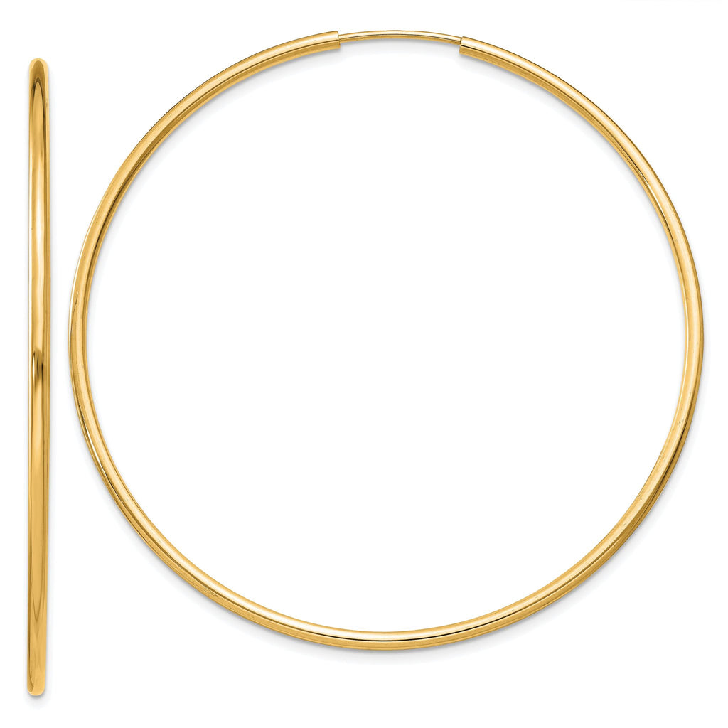 14k 1.50mm Polished Round Endless Hoop Earrings