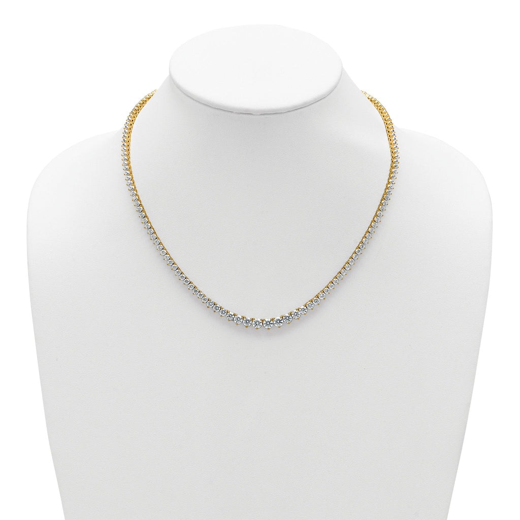 14k 16 1/3 carat Lab Grown Diamond VS/SI+ G+ Complete Round 18 inch Graduated Tennis Necklace