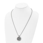 Black Enamel & Diamond Necklace in Titanium (1/20 ct.)
