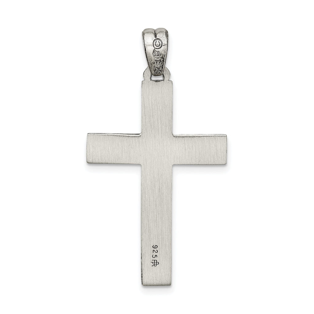 Sterling Silver 925 Latin Cross Pendant with Polished Antiqued Finish