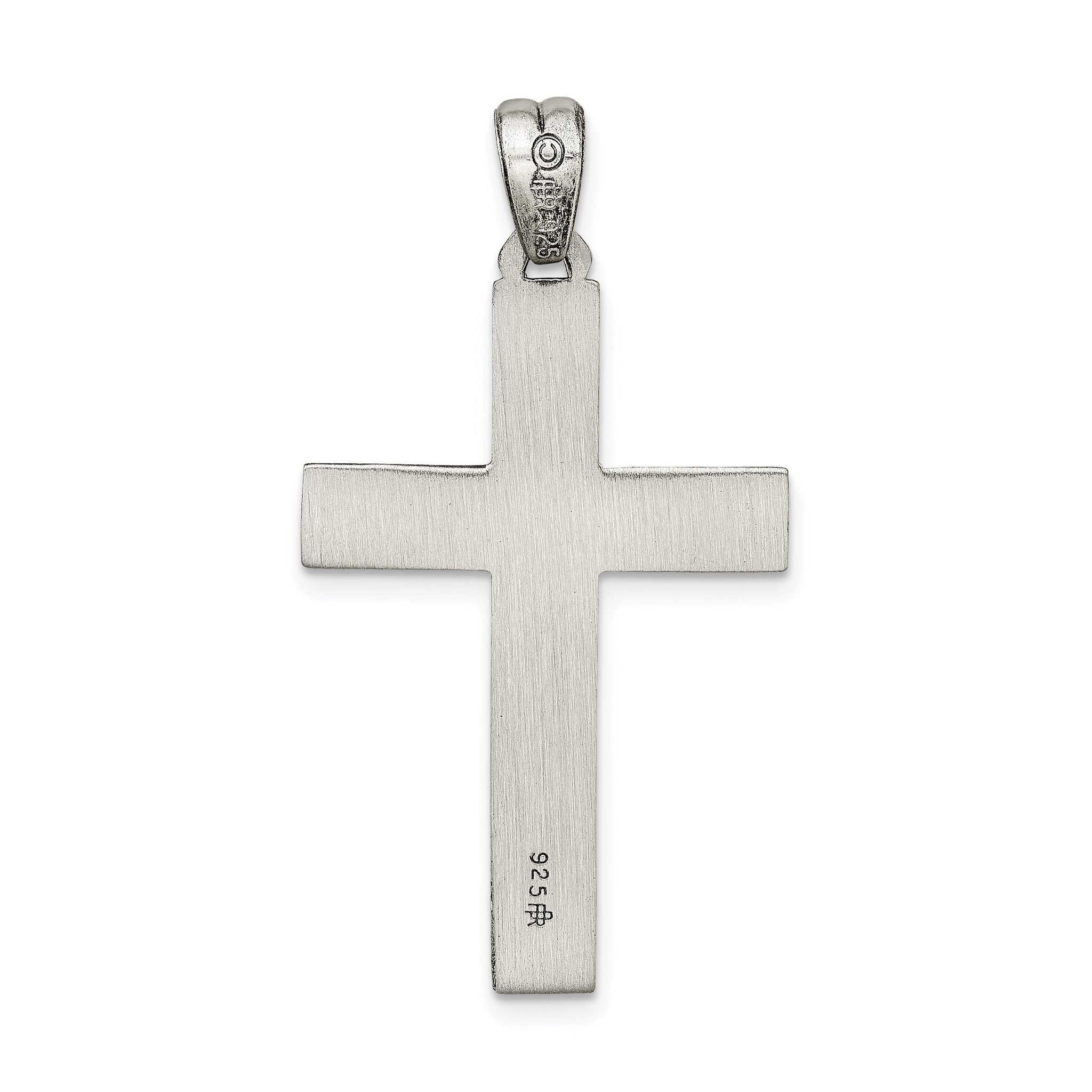 Sterling Silver 925 Latin Cross Pendant with Polished Antiqued Finish