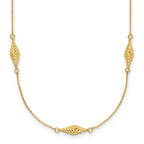 14K Gold Polished Fancy Beaded Necklace with Diamond-Cut Elegance