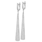 Sterling Shimmer Sterling Silver Rhodium-plated 228 Stone Pavâ CZ Triangle Dangle Hinged Post Earrings