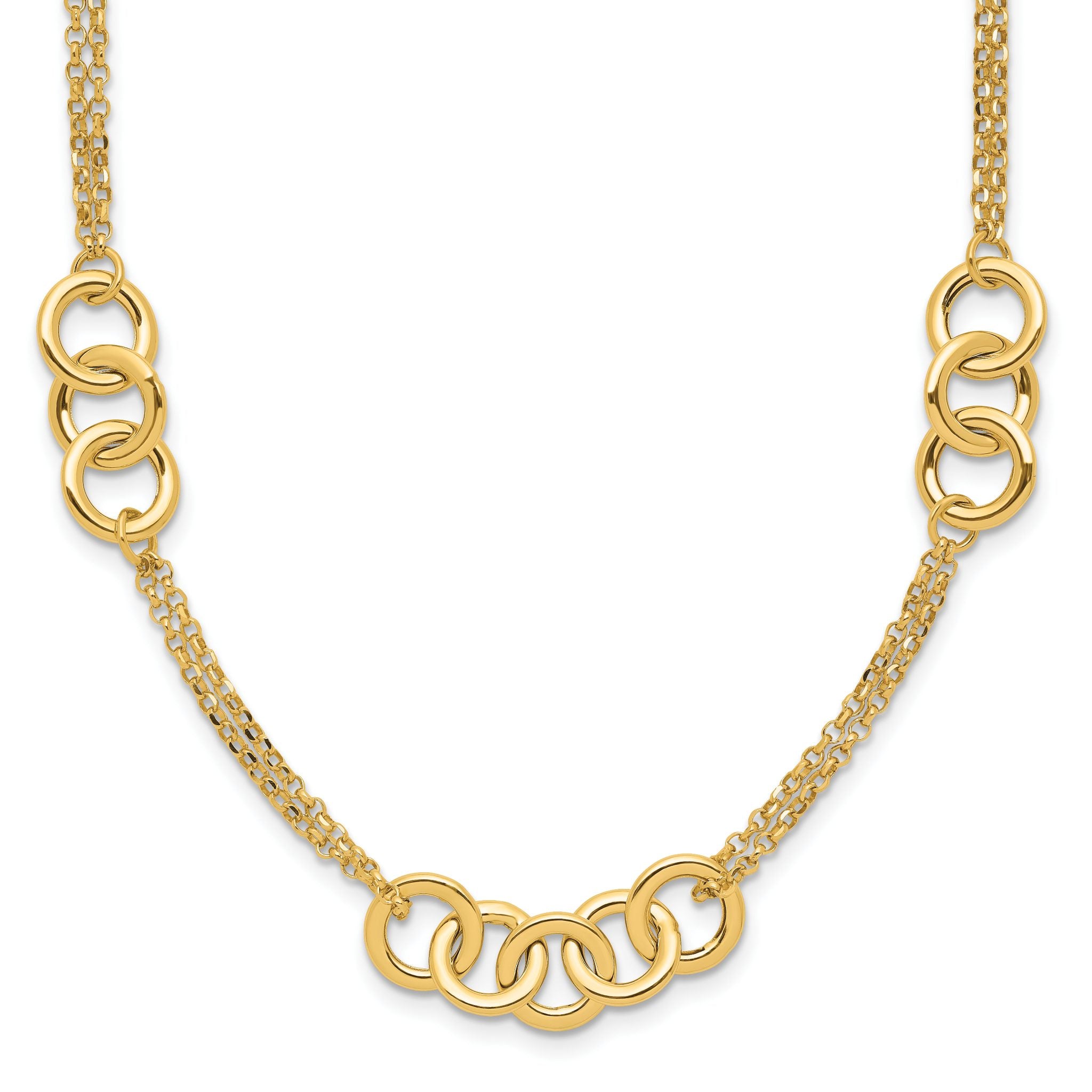 14K Polished 2-strand with Circles Necklace Main image