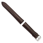 18mm Brown Matte Long Genuine Alligator Chrono Leather with Silver-tone Buckle 8.5 inch Watch Band