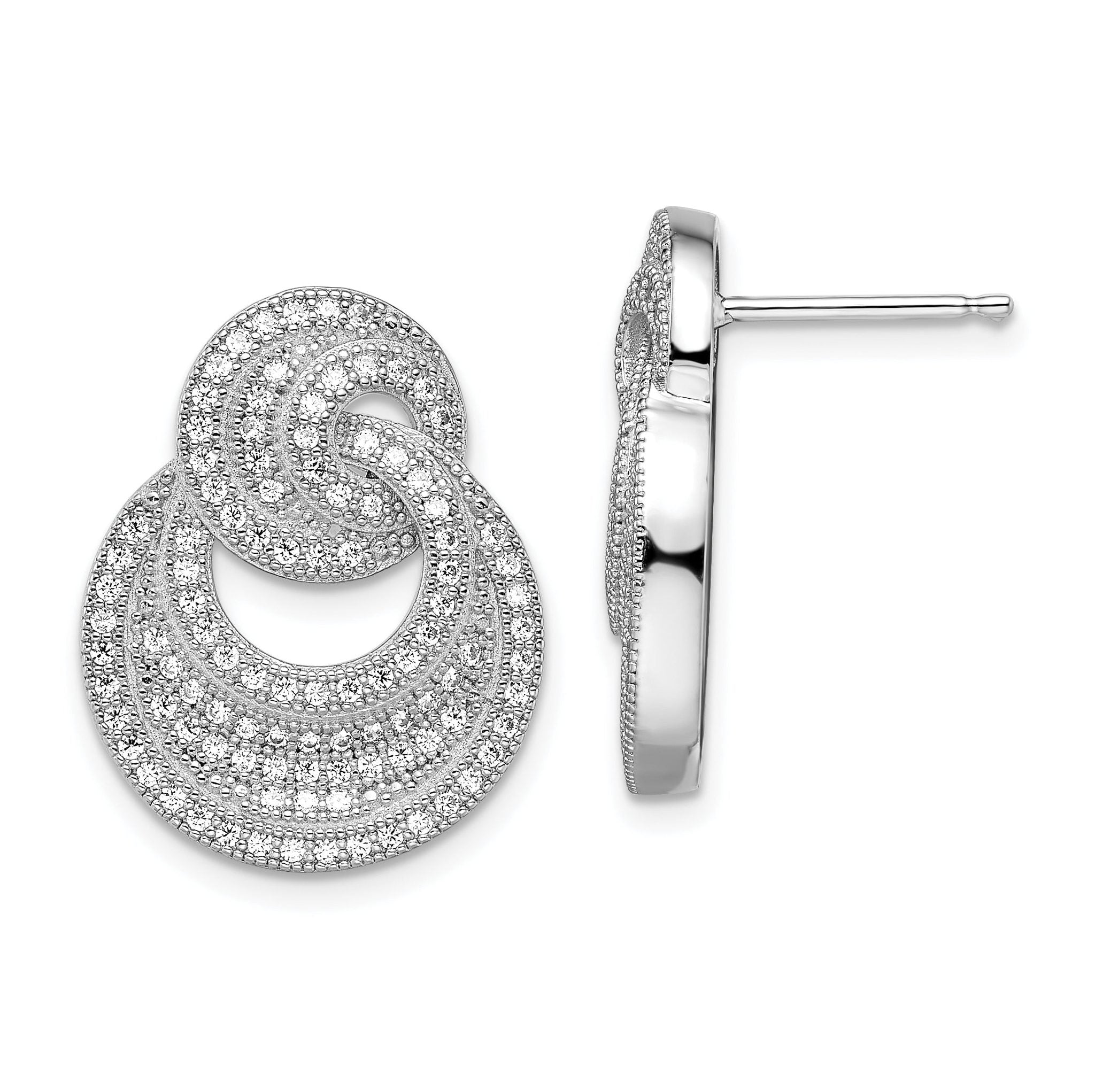 Sophia Jewelers Sterling Silver 925 CZ Circle Drop Earrings