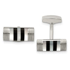 Stainless Steel Mother of Pearl and Onyx Cuff Links