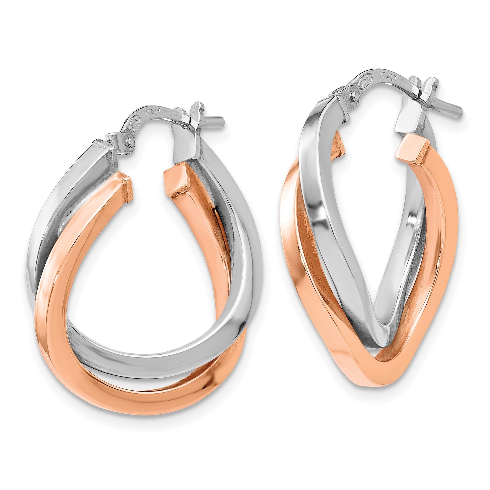 Sterling Silver Rose-Tone Polished Hoop Earrings for Women Secondary image