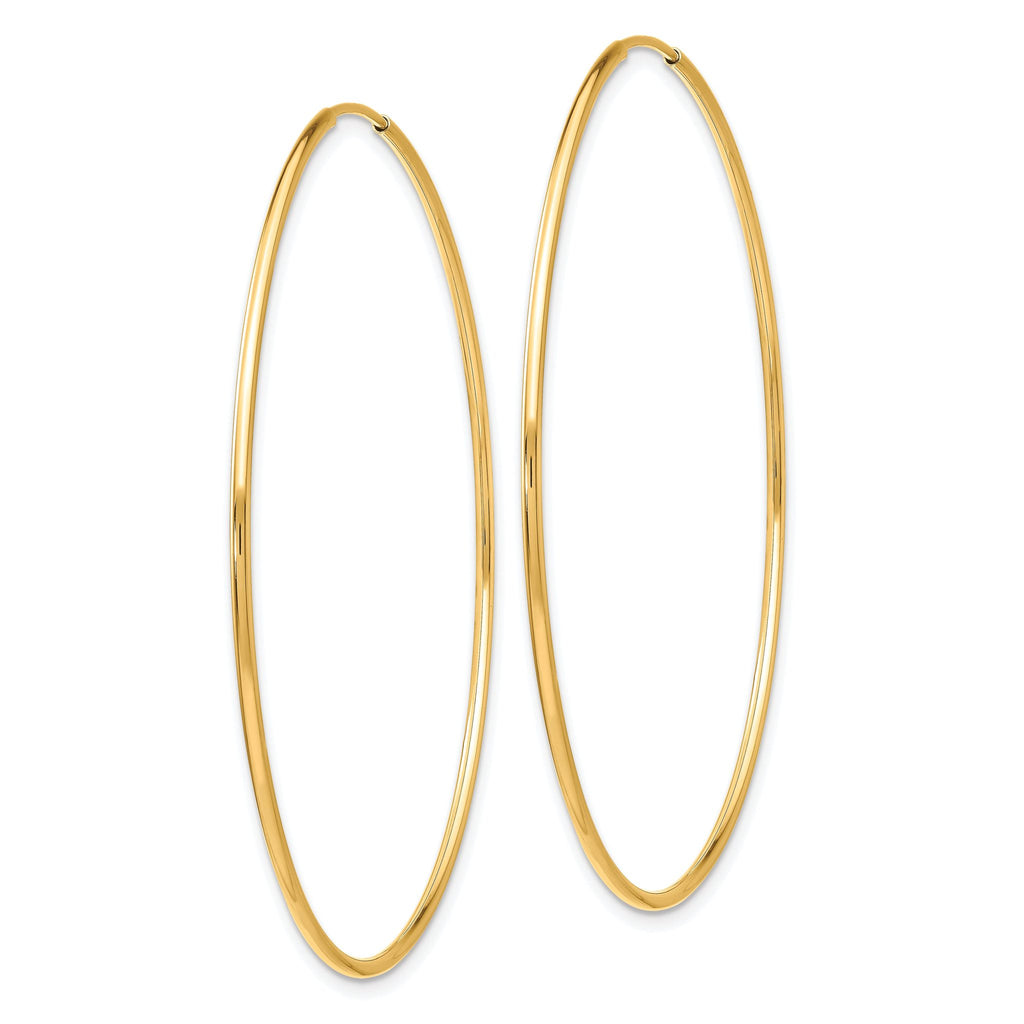 10K Gold Polished Endless Hoop Earrings for Women 54mm Hollow Design