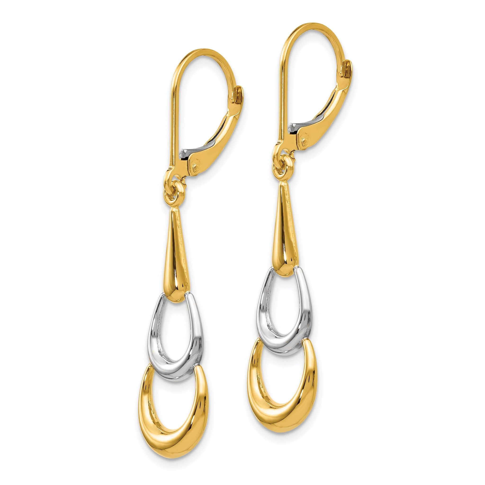 14K Two-tone Polished Leverback Earrings Secondary image