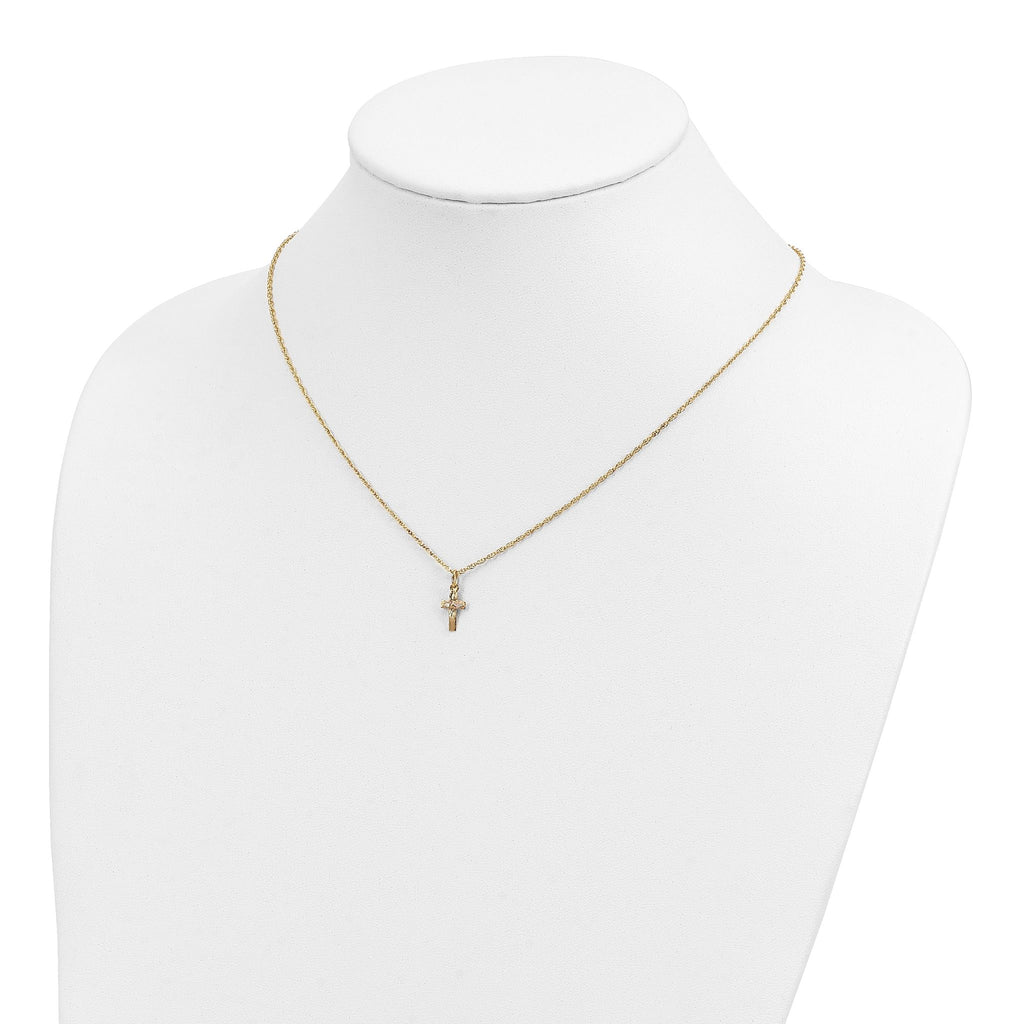 10K Tri-Color Black Hills Gold Cross Necklace with Polished Finish