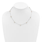 Sterling Silver Rhodium-plated 5-6mm White Near-Round Freshwater Cultured Pearl 8-Station 16 inch Necklace