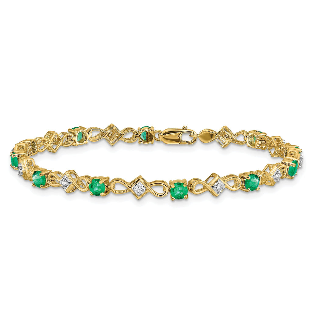 14k Diamond and Emerald Bracelet
