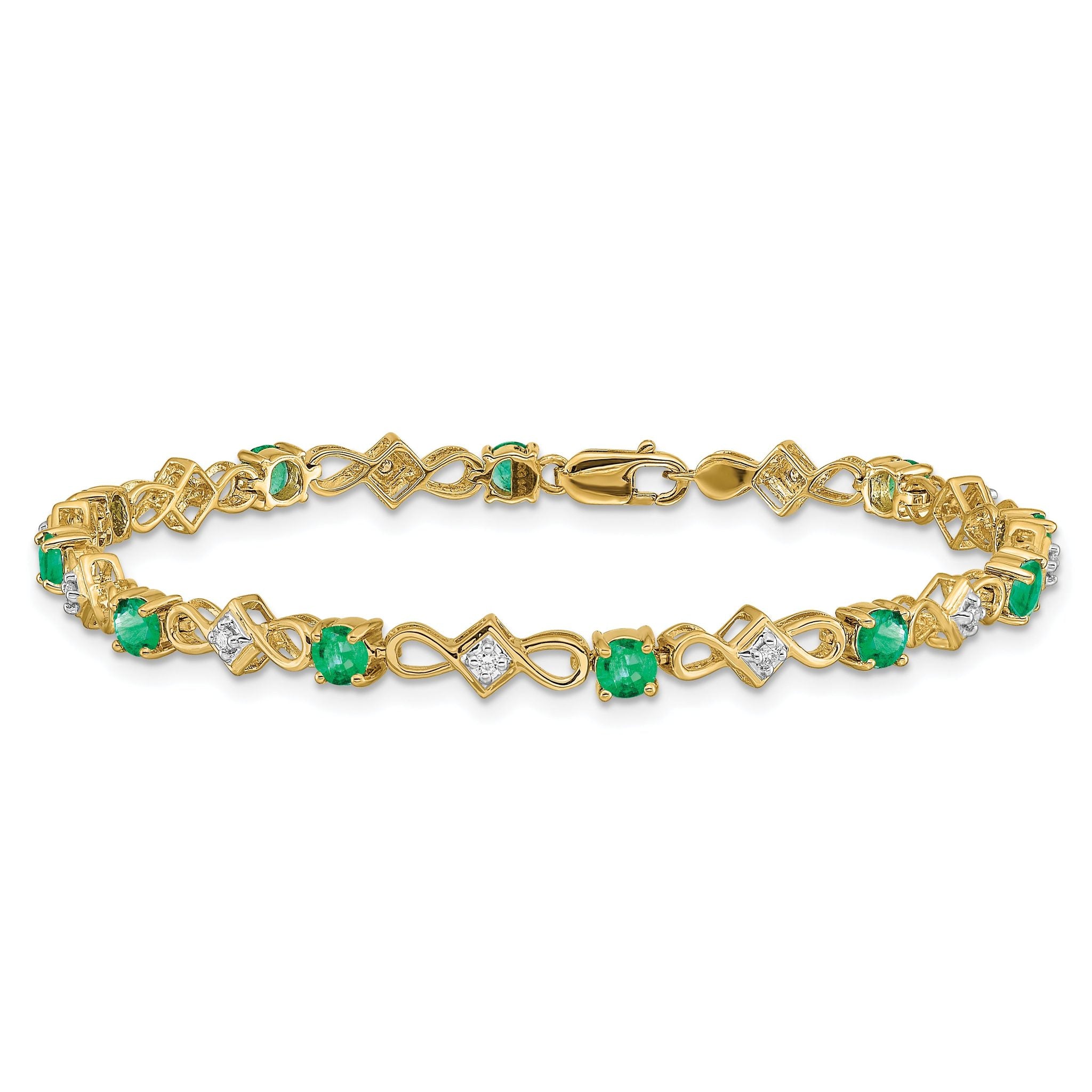 14k Diamond and Emerald Bracelet
