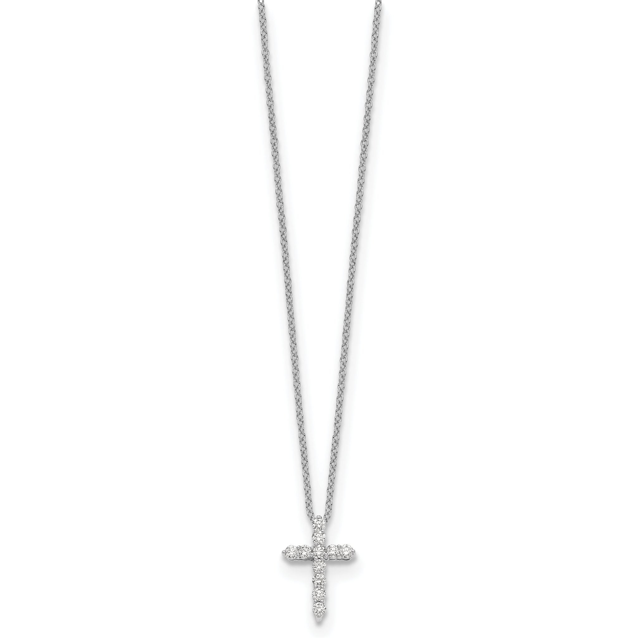 14k White Gold 1/4 carat Lab Grown Diamond VS/SI+ G+ Complete 18 inch Cross Pendant Necklace