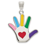 Sophia Jewelers Sterling Silver Autism Heart Pendant with Rhodium Enamel