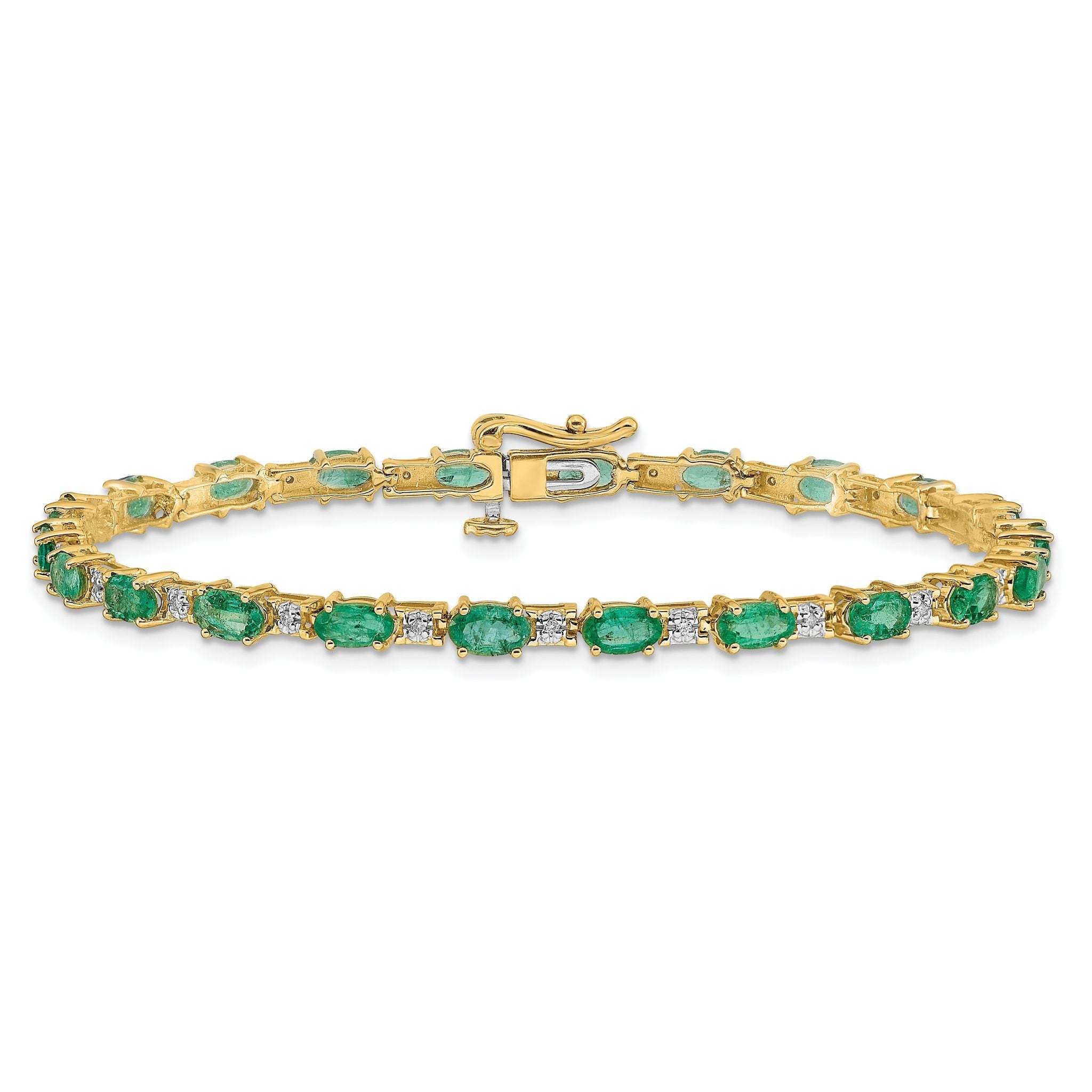 14k Diamond and Emerald Bracelet