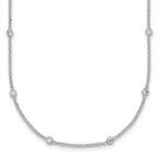 Sterling Silver Polished White CZ 6-Station 16.5 with 1 inch Extension Necklace