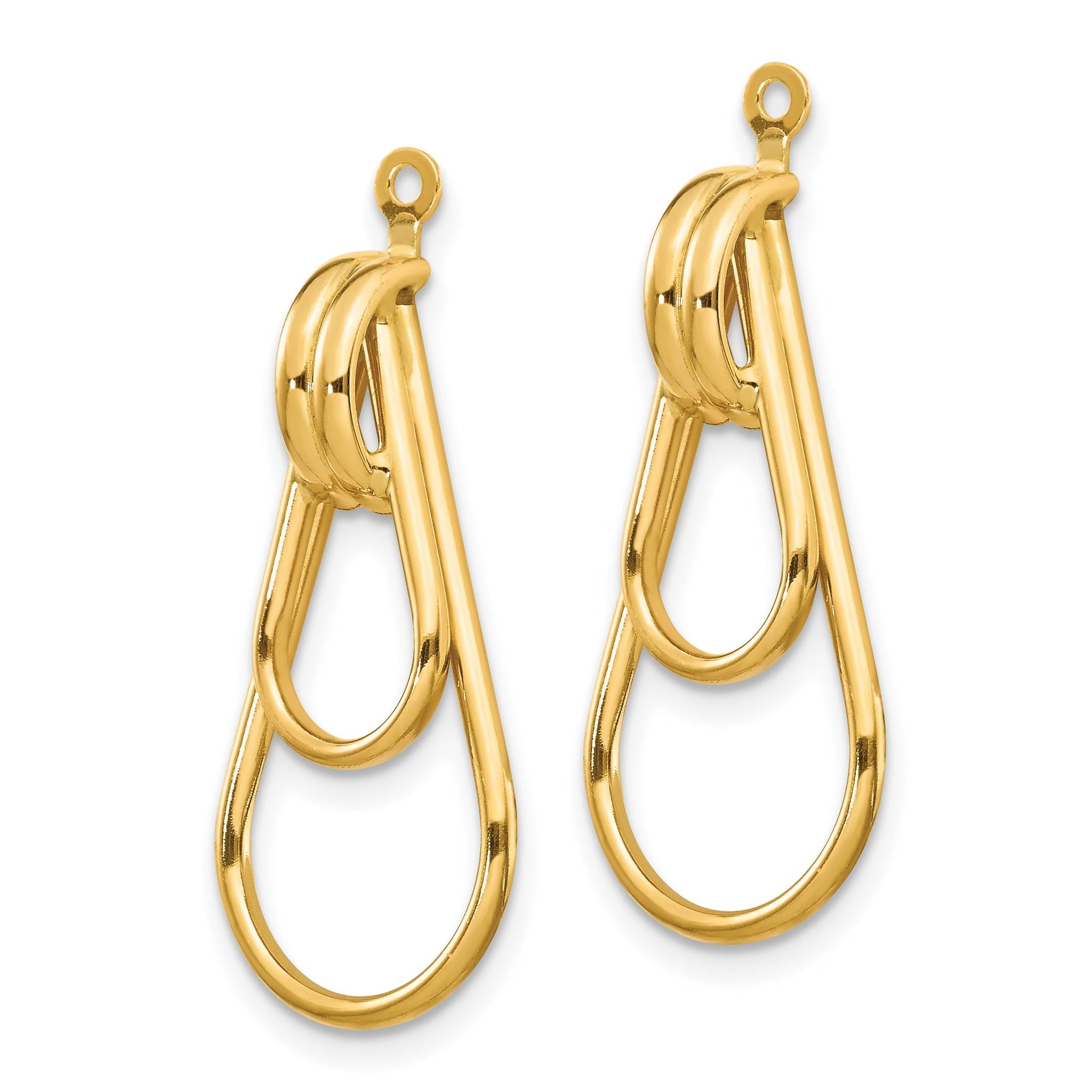 14K Gold Polished Double Teardrop Women's Earring Jackets Elegant Design Secondary image