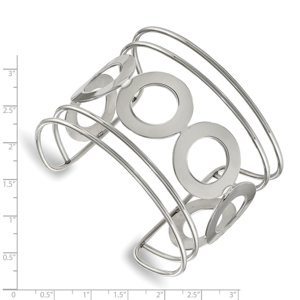 Stainless Steel Polished Circle Design 50mm Cuff Bangle Bracelet for Women