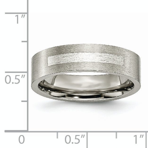 Inlay Wedding Band in Titanium & Sterling Silver, 6mm