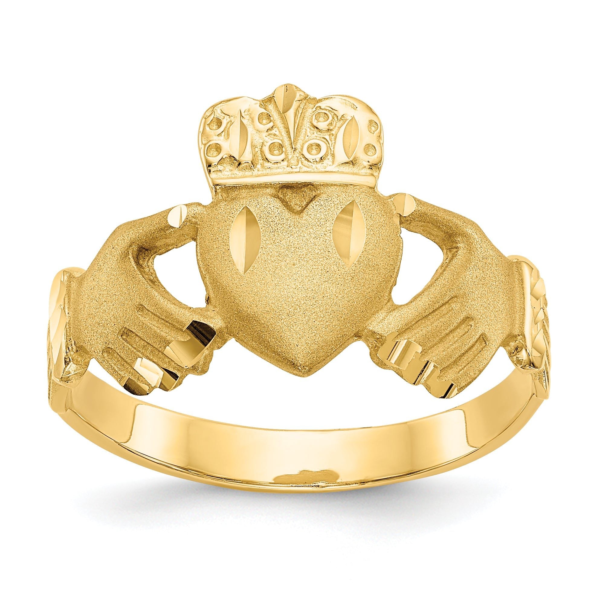 14K Diamond-cut Claddagh Ring Main image