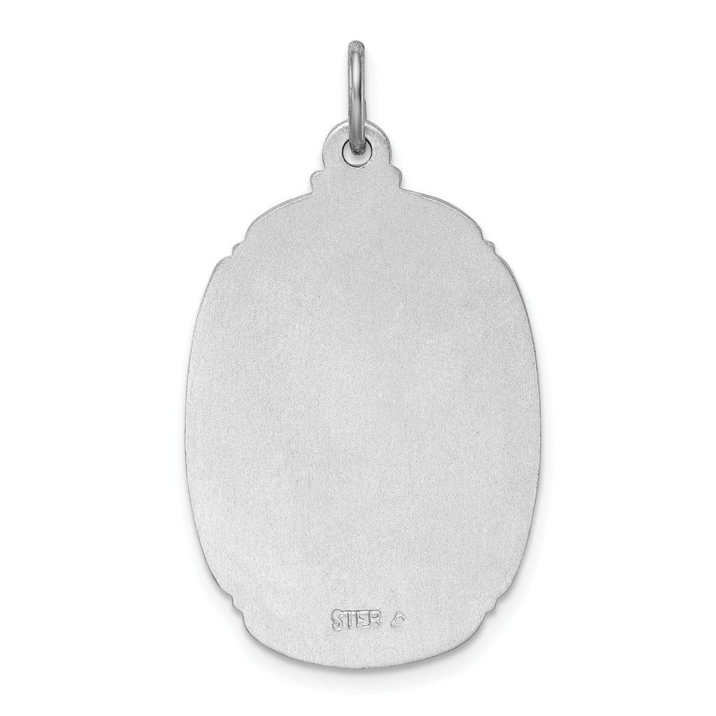 Sterling Silver Rhodium-Plated St. Christopher Medal with Polished Finish Solid