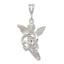 Sterling Silver 925 Flying Angel Pendant with Heart, Polished & Textured