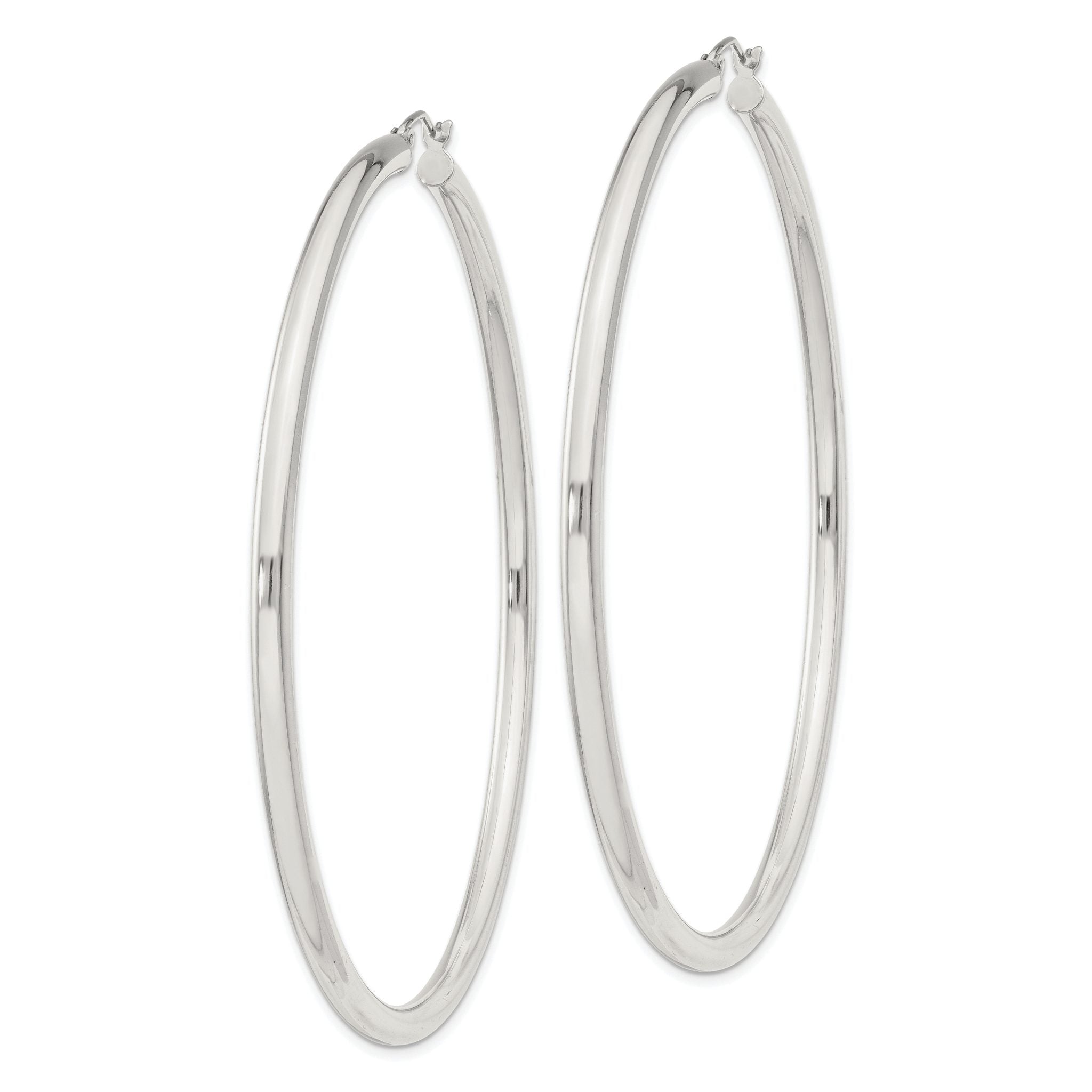 Sterling Silver 3mm Round Hoop Earrings Secondary image