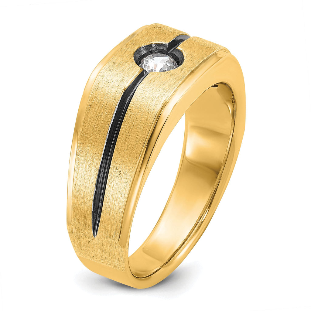 10k Men's w/Black Rhodium Satin Diamond Complete Ring