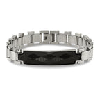 Stainless Steel Brushed and Polished with Carbon Fiber Inlay Bracelet for Men