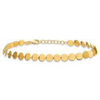 14K Polished Fancy Circle Disc w/1in ext. Bracelet
