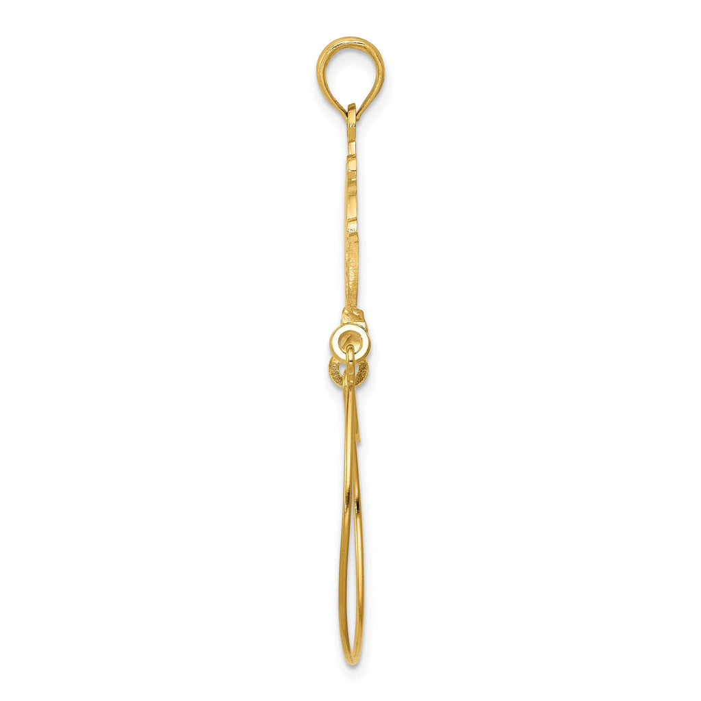 14K Gold Polished Ribbon Charm Holder Pendant  Elegant Solid Design