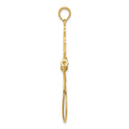 14K Gold Polished Ribbon Charm Holder Pendant  Elegant Solid Design