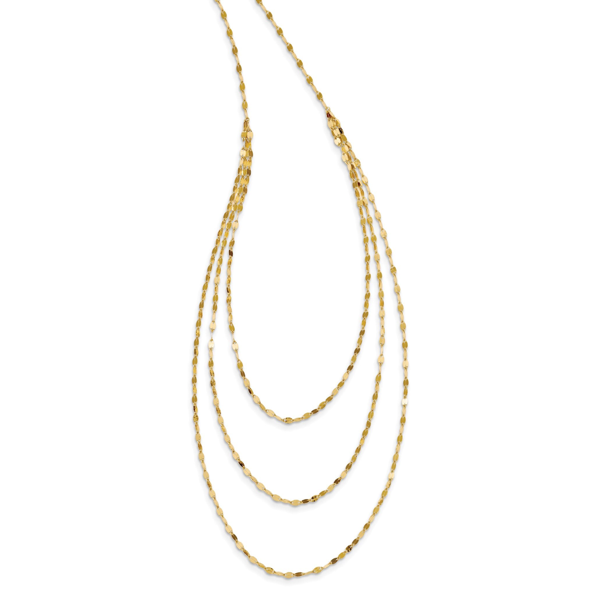 Polished Triple-Strand Bib Necklace in 14K Yellow Gold Main image