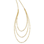 Polished Triple-Strand Bib Necklace in 14K Yellow Gold