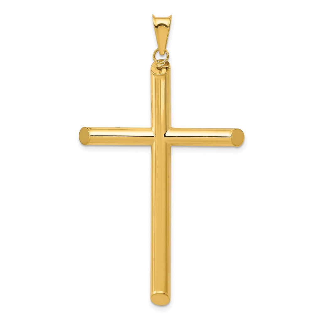 14K Gold 3D Polished Hollow Cross Pendant by Sophia Jewelers