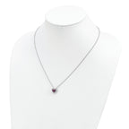 Brilliant Embers Sterling Silver Rhodium-plated 112 Stone 18 inch with 2 inch extender Lobster Clasp Micro PavÃƒÆ’Ã†â€™Ãƒâ€šÃ‚Â¢ÃƒÆ’Ã‚Â¢Ãƒâ€šÃ¢â‚¬Å¡Ãƒâ€šÃ‚Â¬ÃƒÆ’Ã¢â‚¬Â¦Ãƒâ€šÃ‚Â¡ Red and White CZ Heart Necklace with 2 Inch Extender