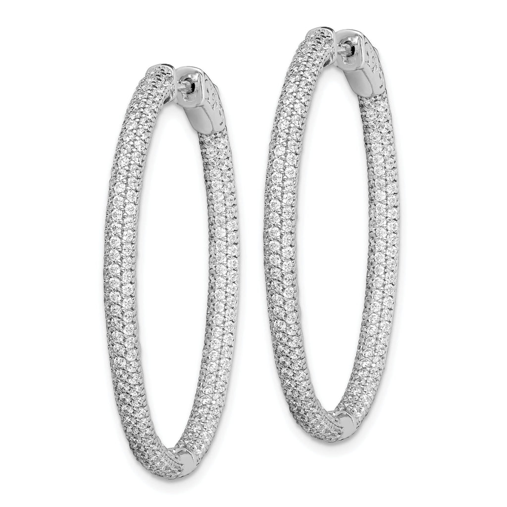 Sterling Shimmer Sterling Silver Rhodium-plated 400 Stone PavÃƒÆ’Ã‚Â¢ÃƒÂ¢Ã‚â€šÃ‚Â¬Ãƒâ€¦Ã‚Â¡ 1.1mm CZ In and Out Oval Hinged Hoop Earrings
