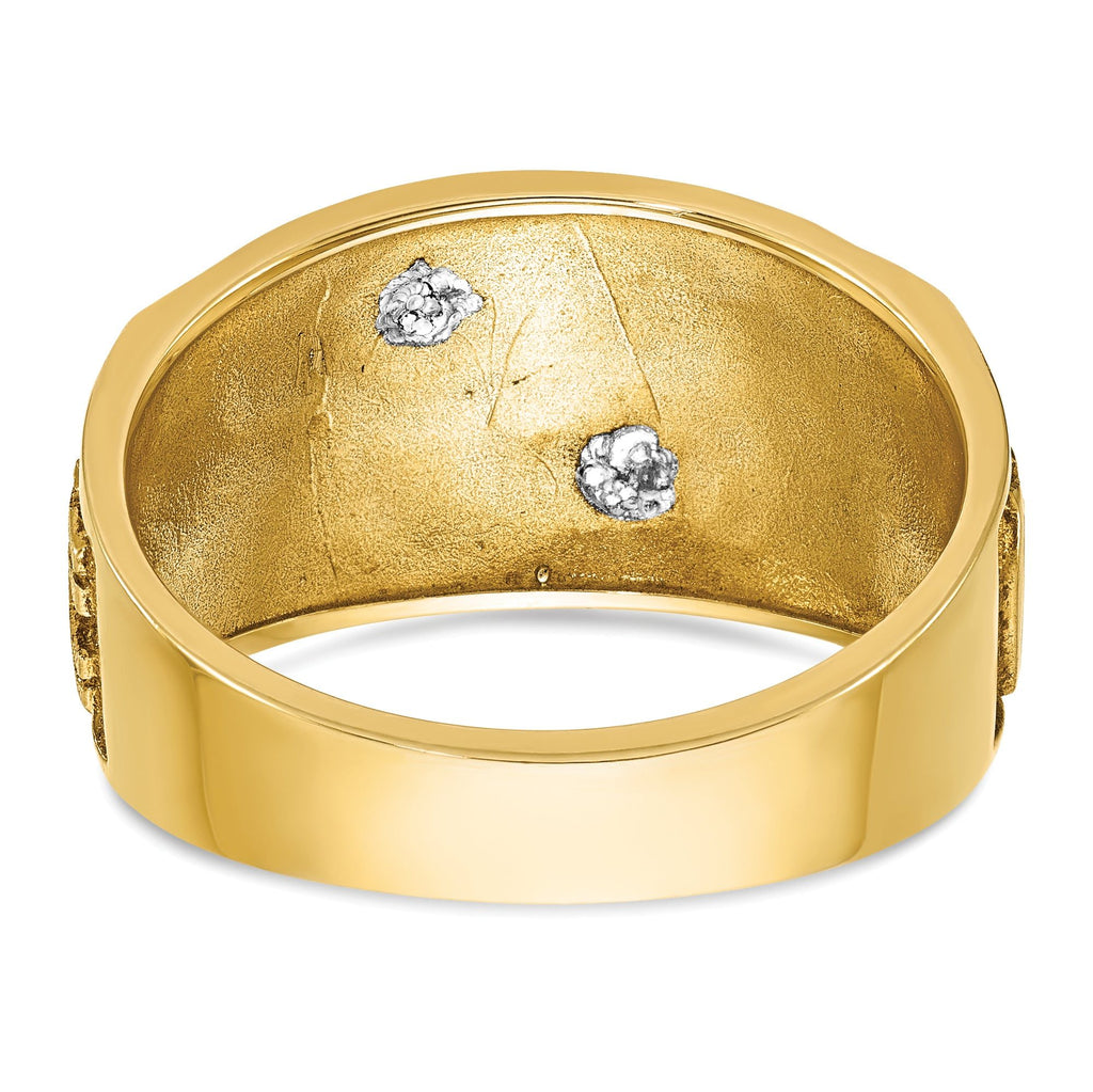 10k Two-tone Men's Polished and Textured with Multi-color Enamel Masonic Shriner's Ring