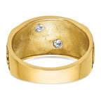 10k Two-tone Men's Polished and Textured with Multi-color Enamel Masonic Shriner's Ring