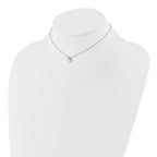 Sterling Silver Rhodium-plated Polished CZ Heart Children's 13in w/2in Ext. Necklace & Stud Earring Set