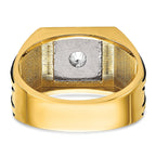14k Two Tone with Black Rhodium 1 carat Lab Grown Diamond VS/SI+ G+ Complete Polished and Satin Men's Ring