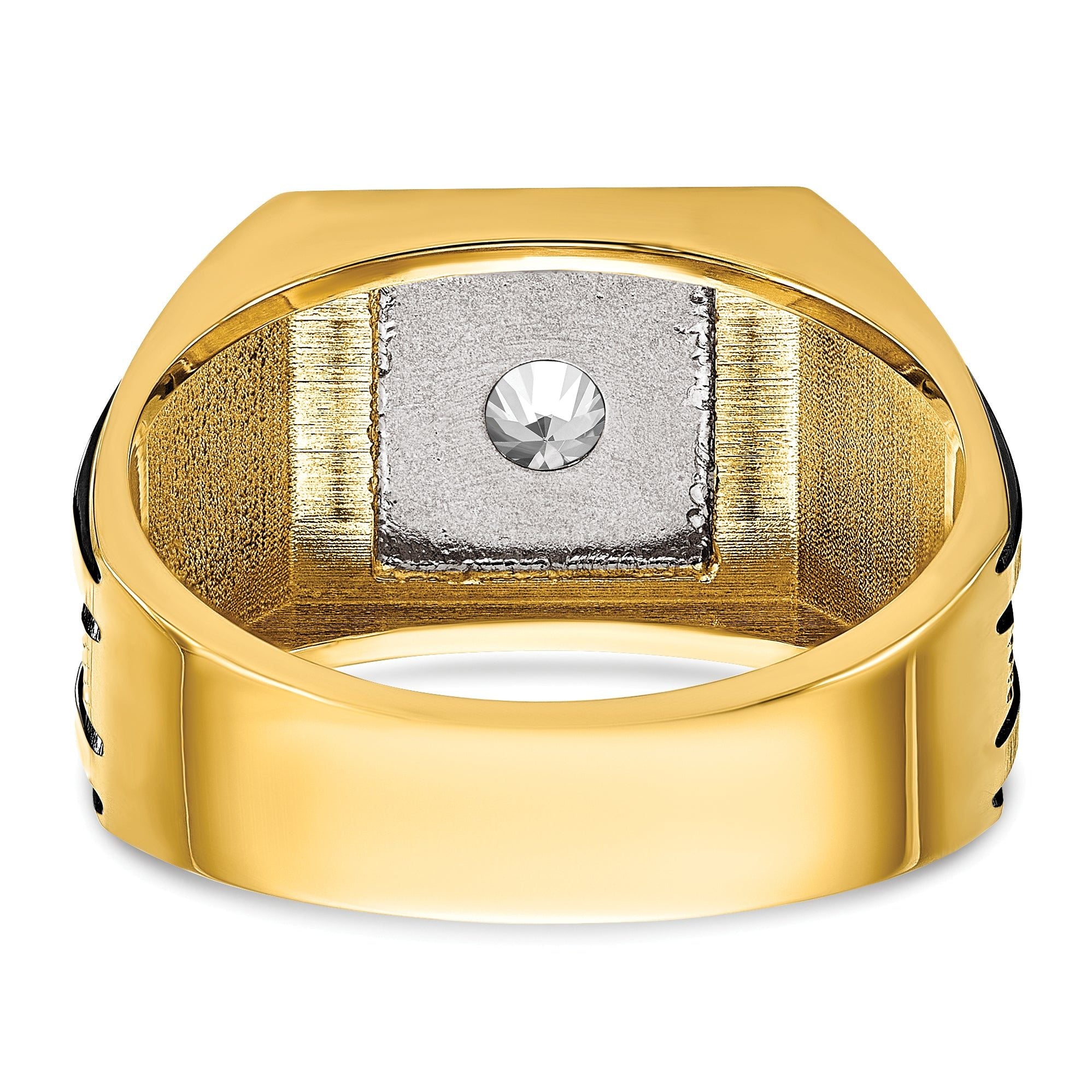 14k Two Tone with Black Rhodium 1 carat Lab Grown Diamond VS/SI+ G+ Complete Polished and Satin Men's Ring